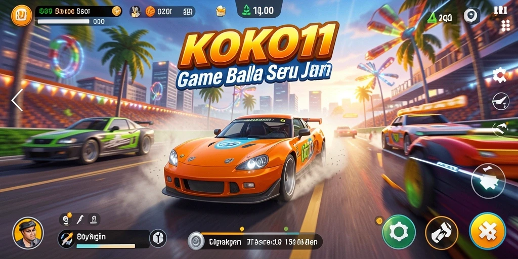 Gameplay seru dari KOKO11 menampilkan aksi balapan yang mendebarkan.