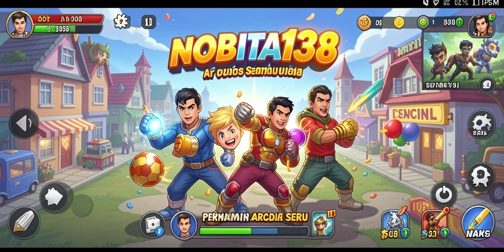Screenshot NOBITA138 menampilkan pemain berlomba melawan waktu dalam level arcade.